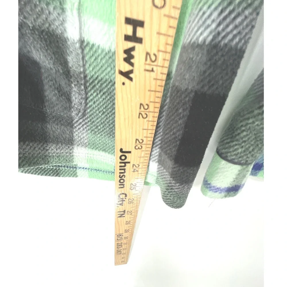 Anne Klein Women Pajama Set S Fleece Green Plaid‎ Button Down Cozy